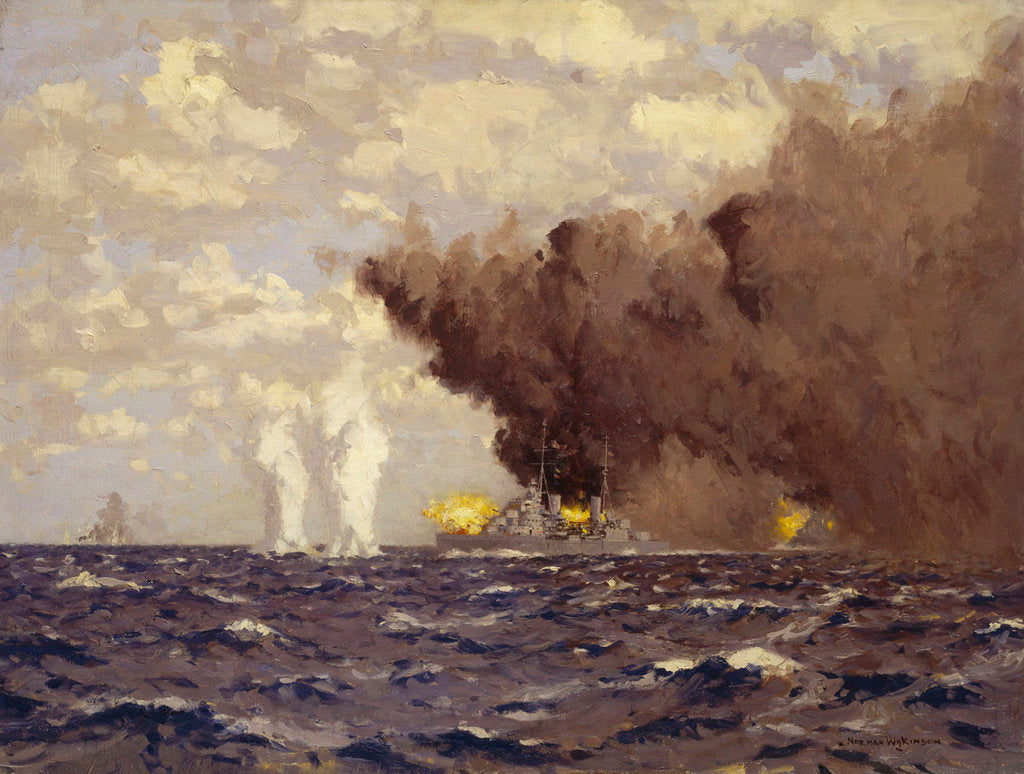 Detail of Admiral Vian's action at the Battle of Sirte, 22 March 1942 by Norman Wilkinson