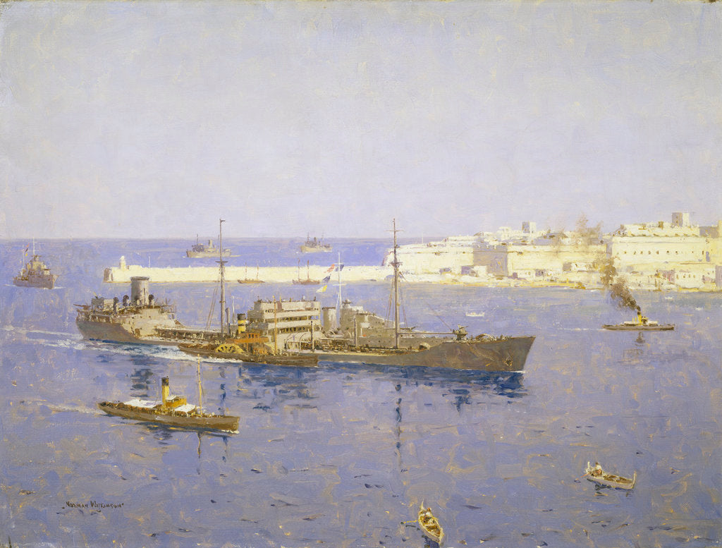 Detail of The 'Ohio' entering Malta, 14 August 1942 by Norman Wilkinson