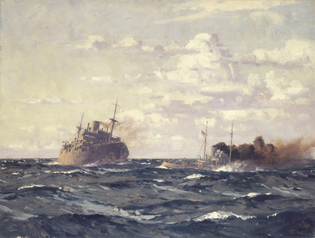 Detail of A rescue tug approaching a steamship by Norman Wilkinson