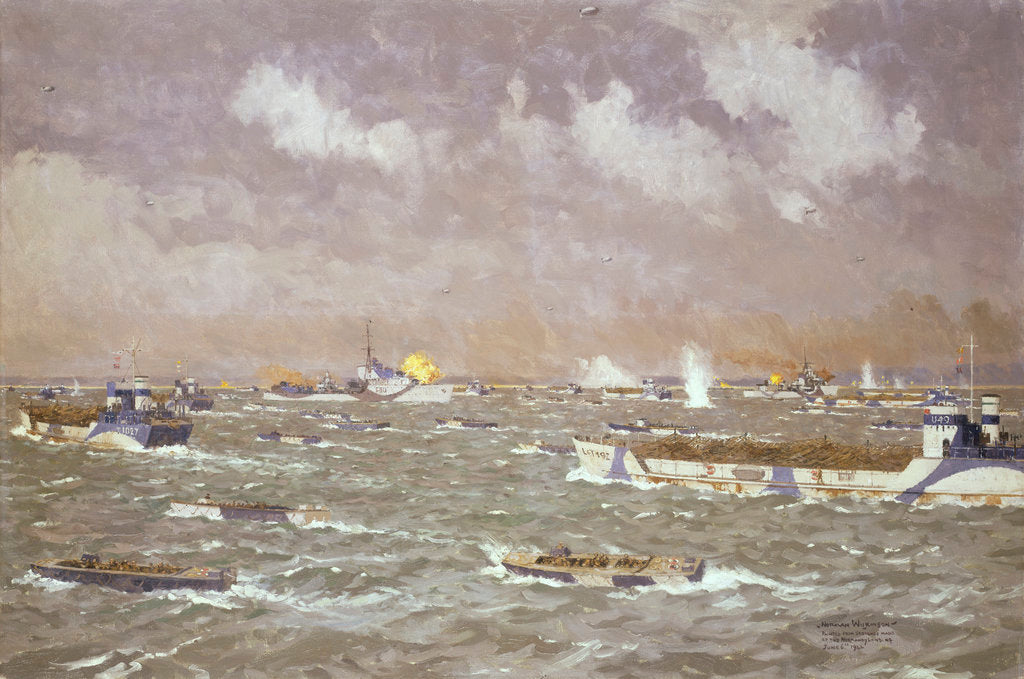 Detail of D-Day: landing craft going in to the beaches, 6 June 1944 by Norman Wilkinson