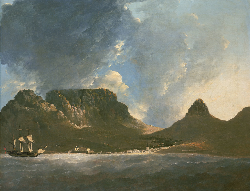 Detail of A View of the Cape of Good Hope, taken on the spot, from on board the 'Resolution' by William Hodges