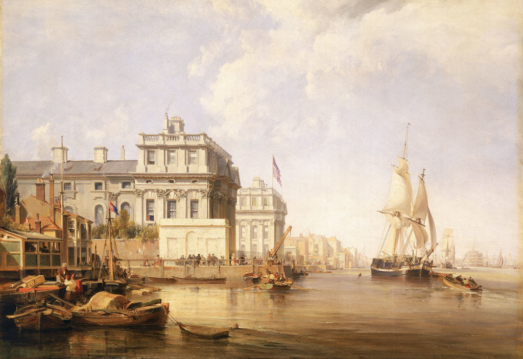 Detail of View of Greenwich Hospital from the north bank of the Thames, 1835 by George Chambers