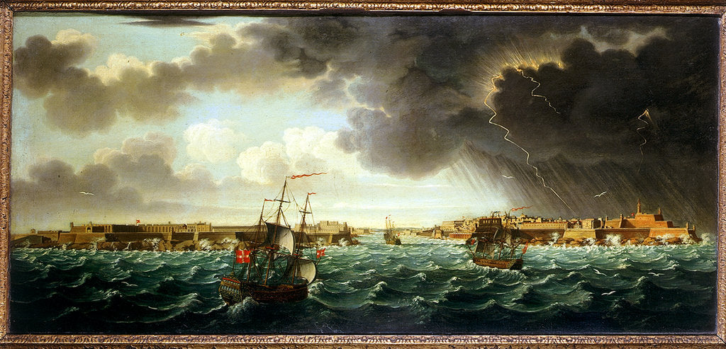 Detail of Shipping in a rough sea off Malta by Alberto Pullicino