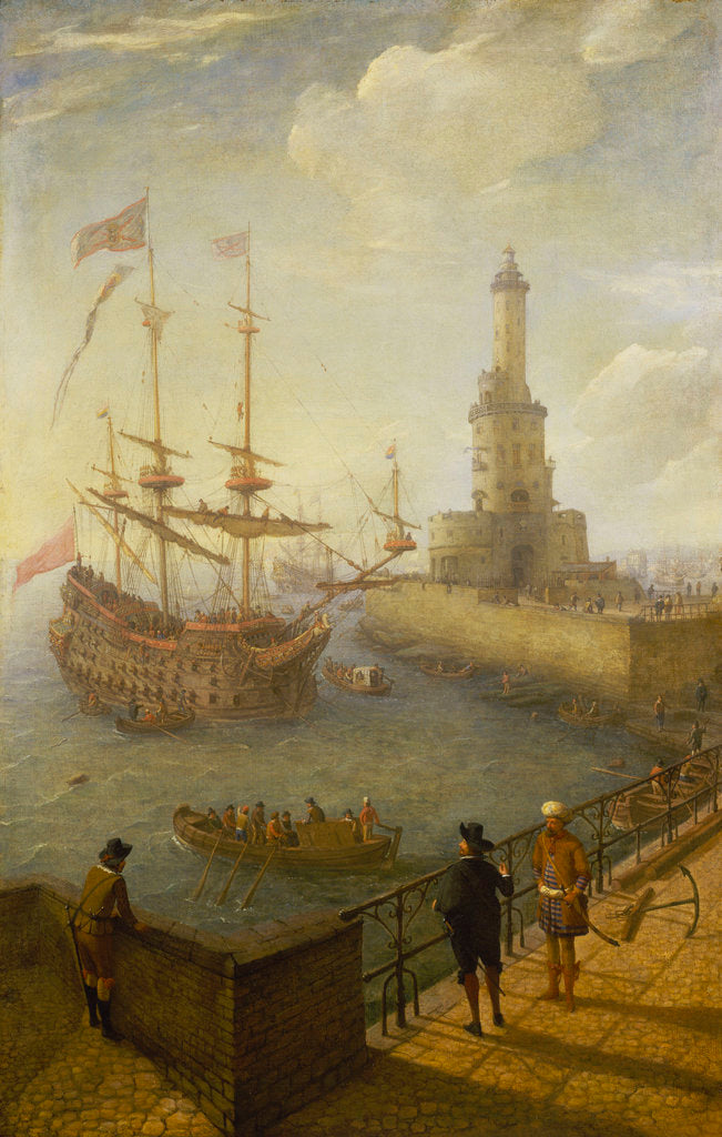 Detail of A Spanish three-decker at anchor off Naples by Abraham Willaerts