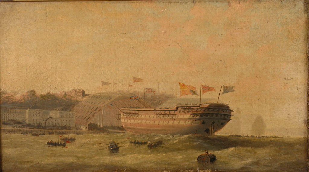 Detail of Launch of a ship at Plymouth by unknown