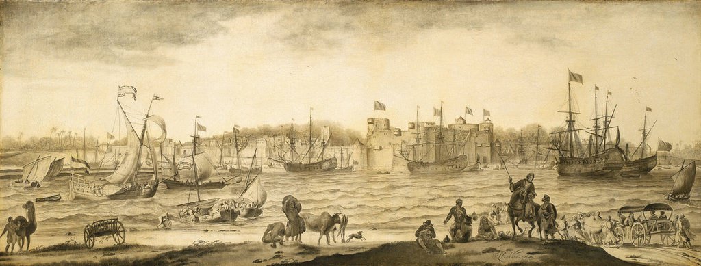 Detail of Surat from the sea by Ludolf Bakhuizen