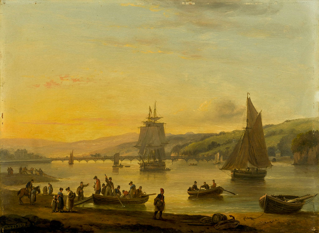 Detail of Landing from the ferry at Teignmouth, Devon by Thomas Luny
