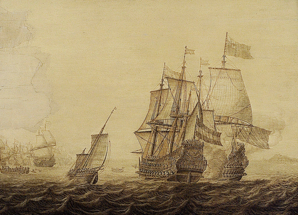 Detail of Action between Dutch and English ships by Heerman Witmont
