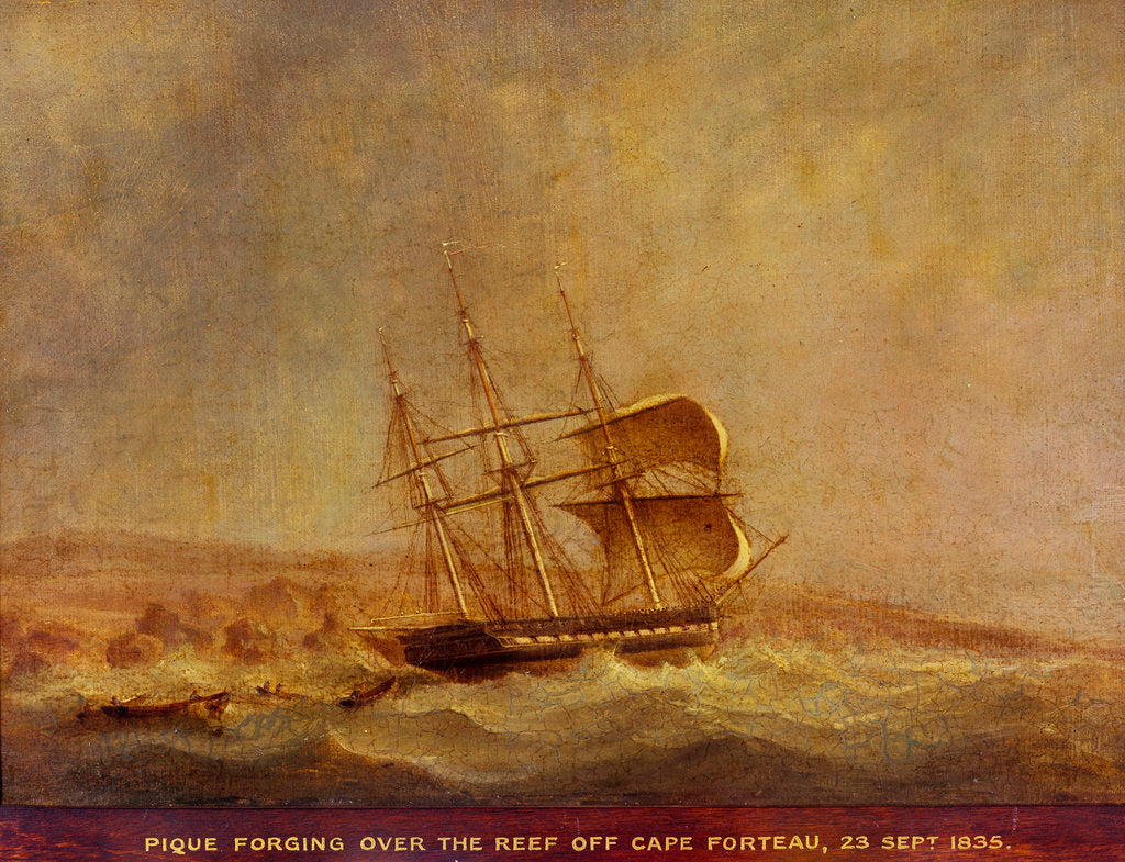 Detail of HMS 'Pique' off Point Forteau, 23 September 1835 by John Christian Schetky