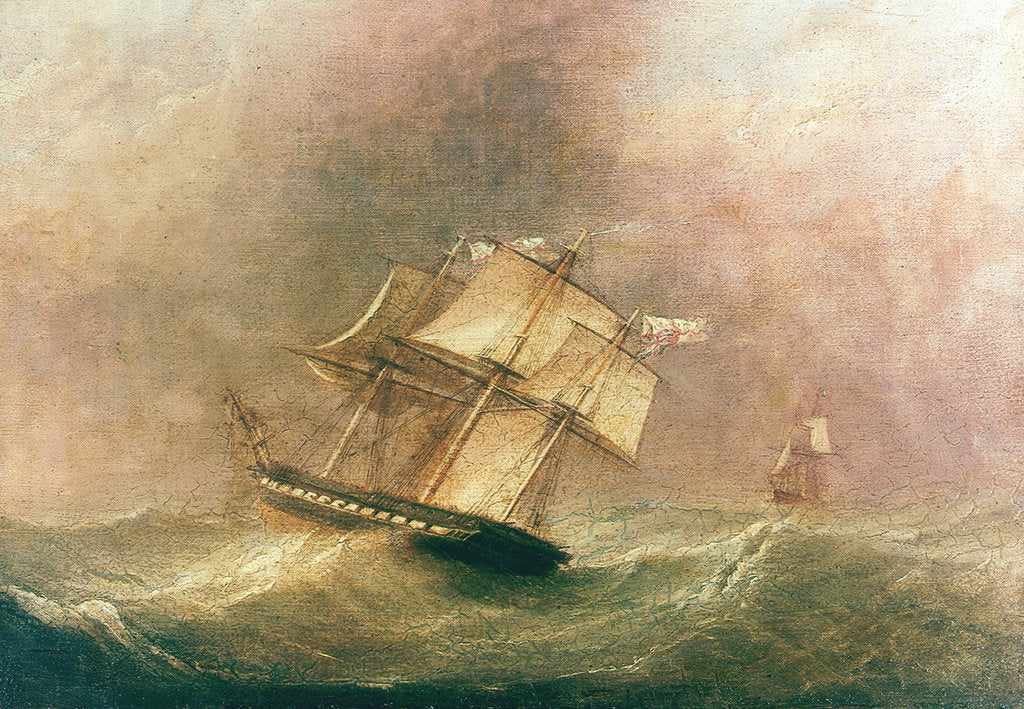 Detail of HMS 'Pique' in a gale during her return to England by John Christian Schetky