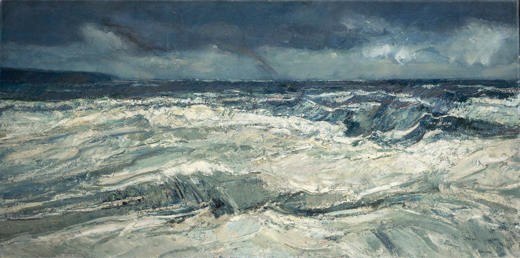 Detail of Rain, rainbow and stormy seas by Peter Godfrey Coker