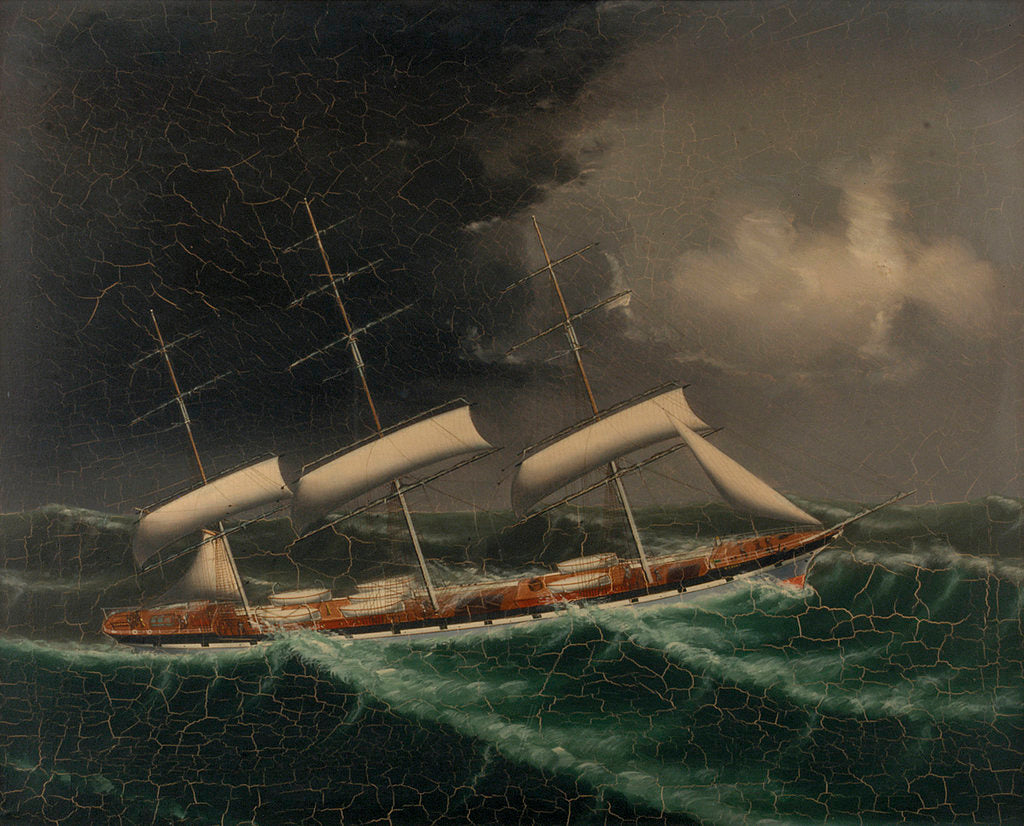 Detail of The coolie ships 'Mersey' (1894) and 'Volga II' (1892) in a gale by Chinese School