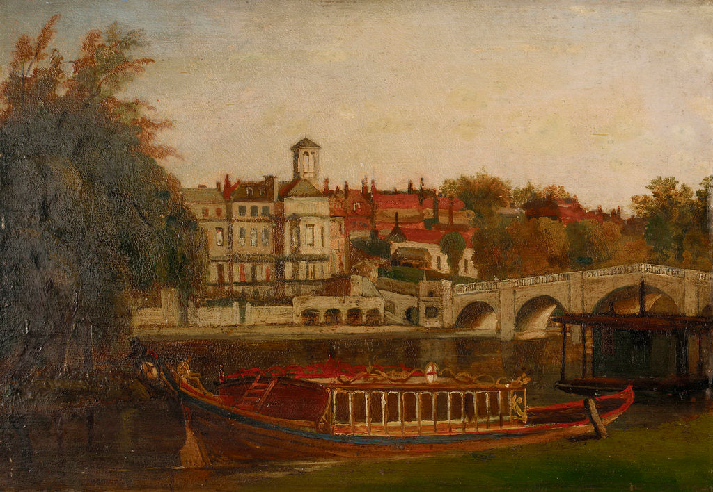 Detail of A city livery company barge on the Thames at Richmond by British School