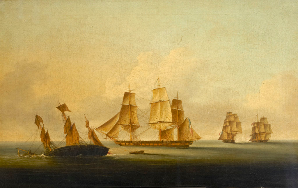 Detail of End of the action between HMS 'Arrow' and 'Acheron' and the French frigates 'Hortense' and 'Incorruptible' by Francis Sartorius
