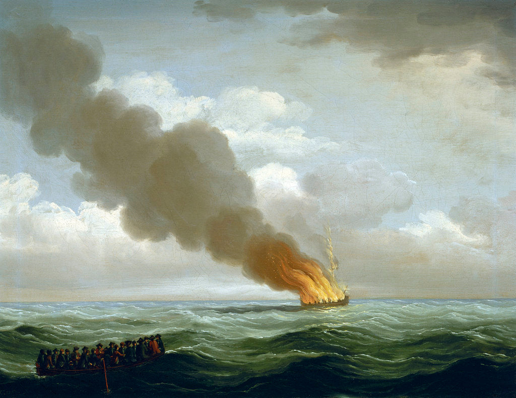 Detail of The Luxborough galley burnt nearly to the water, 25 June 1727 by John Cleveley