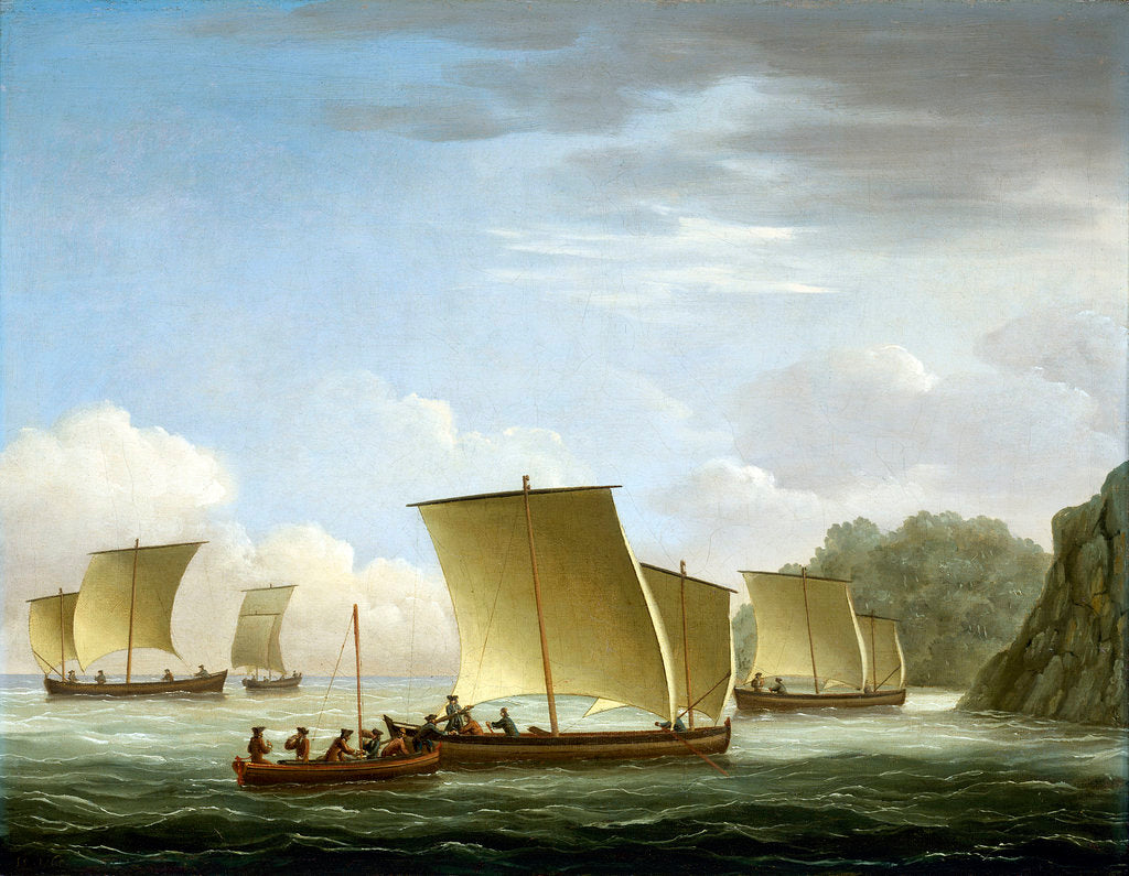 Detail of The yawl of the Luxborough galley arriving in Newfoundland, 7 July 1727 by John Cleveley