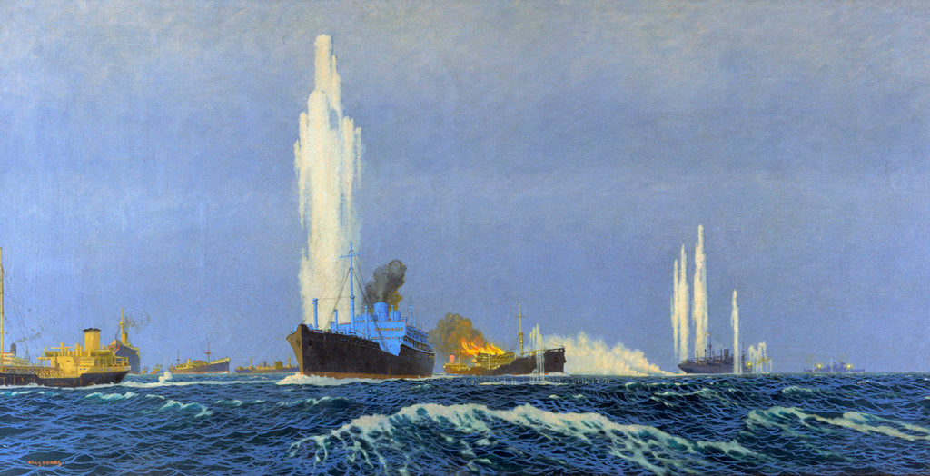 Detail of The 'Jervis Bay' action, 5 November 1940 by Charles Pears