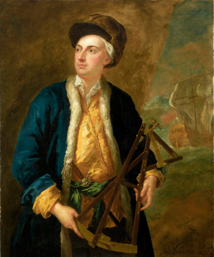 Detail of A merchant captain with Elton's quadrant by John Vanderbank