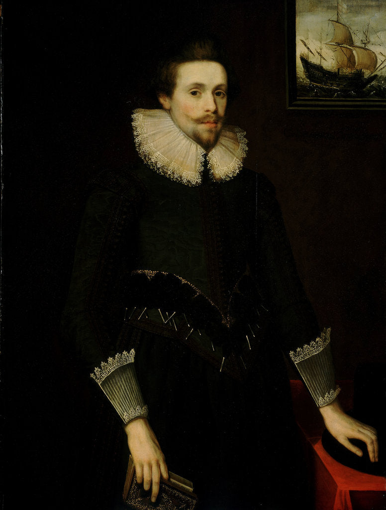 Detail of Portrait of a naval officer aged 24, 1619 by British School