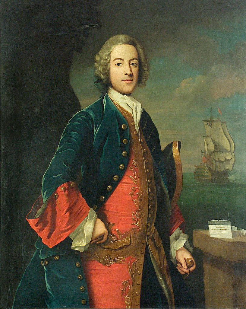 Detail of Portrait of a naval officer by British School