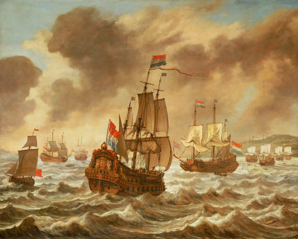 Detail of Before the Battle of the Downs, 21 October 1639, showing Tromp's Flagship ''Amelia'' by Reinier Nooms