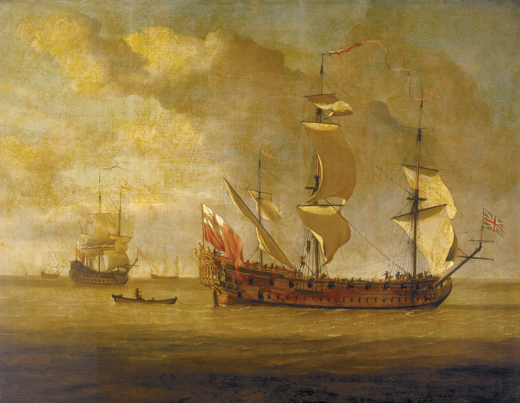 Detail of The 'Charles Galley' before a light breeze by Willem Van de Velde the Younger