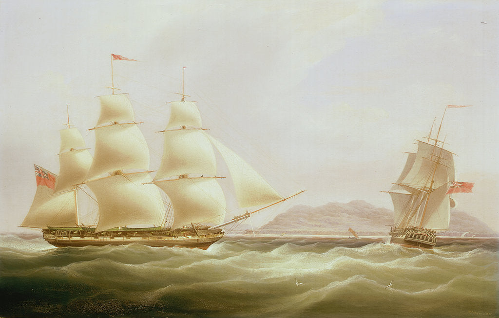 Detail of The ships 'Vigilant' and 'Harpooner' offshore by William John Huggins