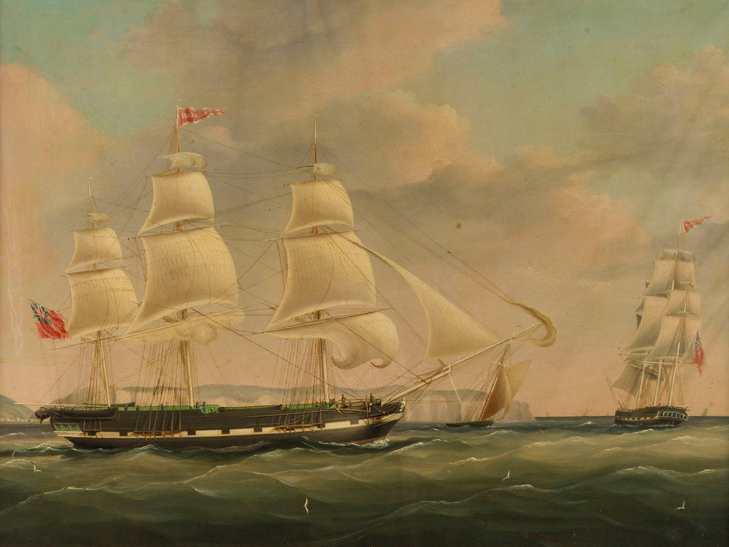 Detail of The ship 'Isabella' at sea by John Wilson Carmichael