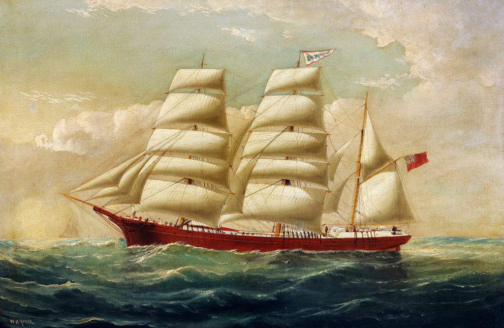 Detail of The barque J H Marsters in full sail by William Horde Yorke