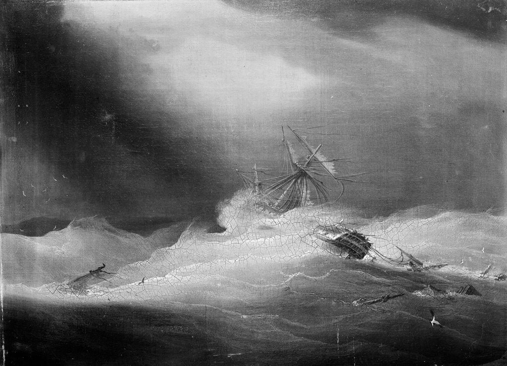 Detail of The 'Lady Castlereagh' dismasted in a cyclone off Madras, 24 October 1818 by British School