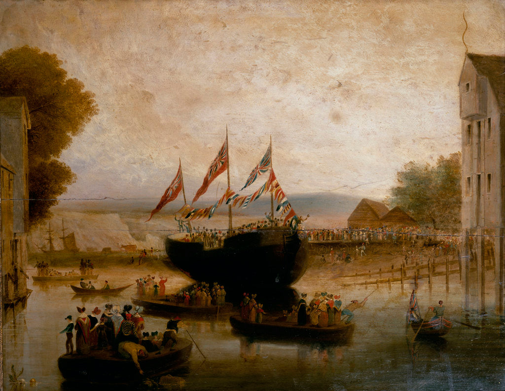 Detail of Launch of the brig 'Lewes Castle' by unknown