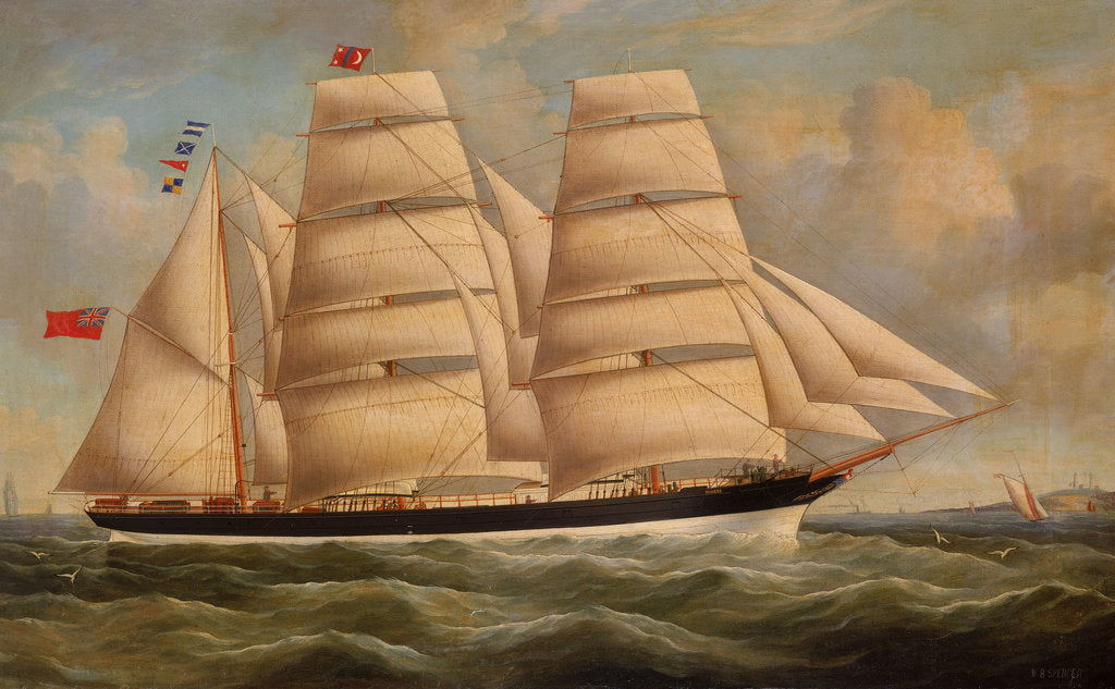Detail of The barque 'Minero' by Richard B Spencer