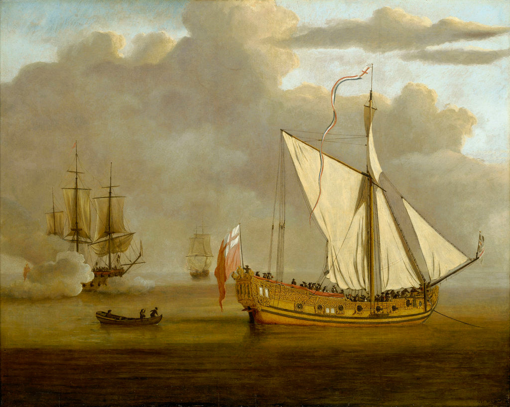 Detail of The English yacht 'Portsmouth' at anchor by Willem van de Velde the Elder