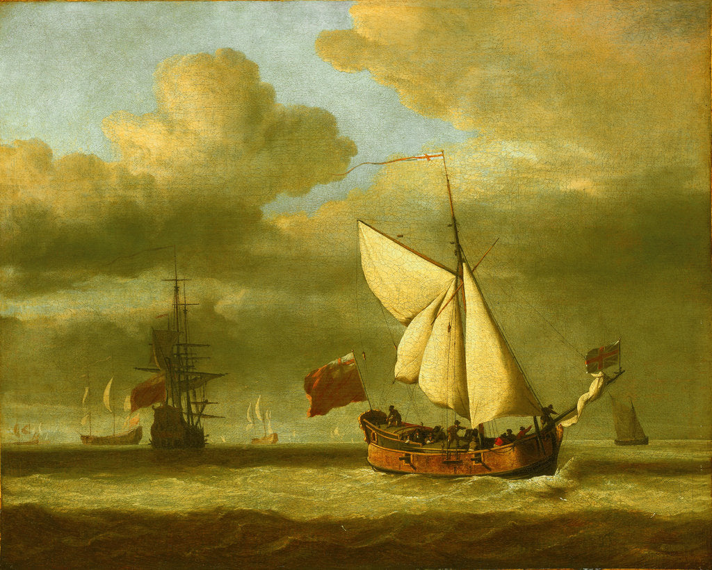 Detail of The yacht 'Royal Escape' close-hauled in a breeze by Willem Van de Velde the Younger