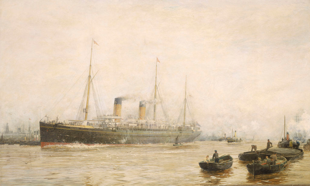 Detail of The 'Teutonic' leaving Liverpool by William Lionel Wyllie
