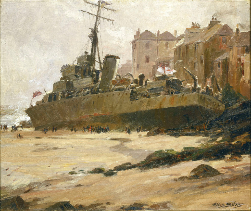 Detail of HMS 'Wave' Ashore at St Ives, 1952 by Ellis Silas
