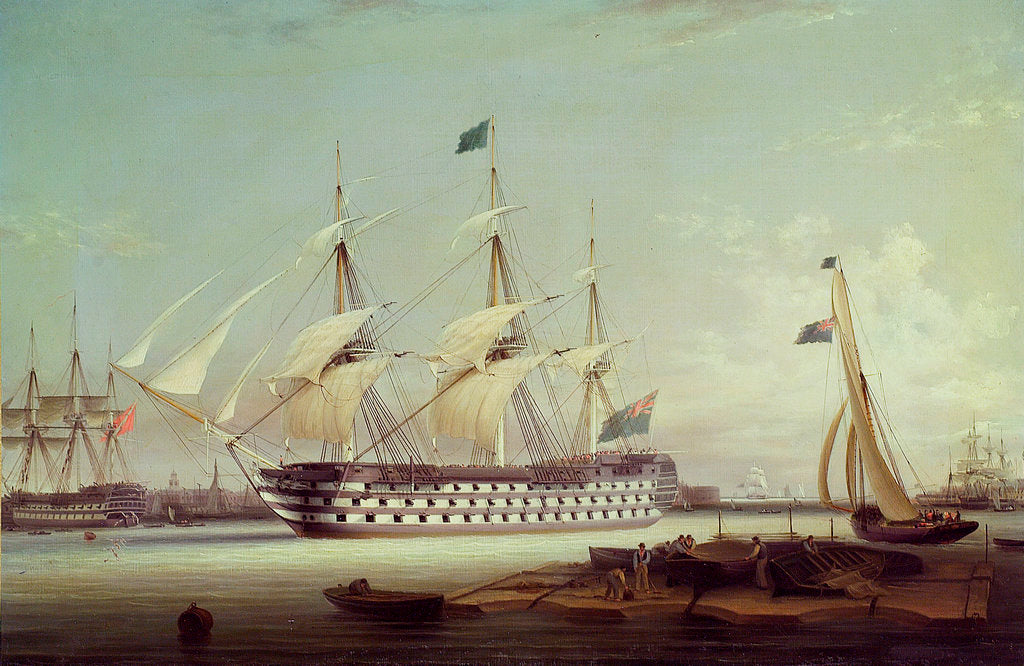Detail of HMS 'Britannia' entering Portsmouth harbour by Robert Strickland Thomas