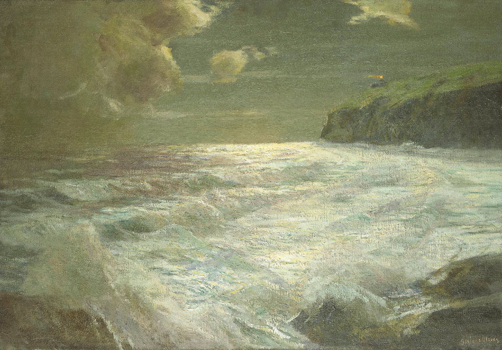 Detail of A coastal view with a lighthouse by Julius Olsson