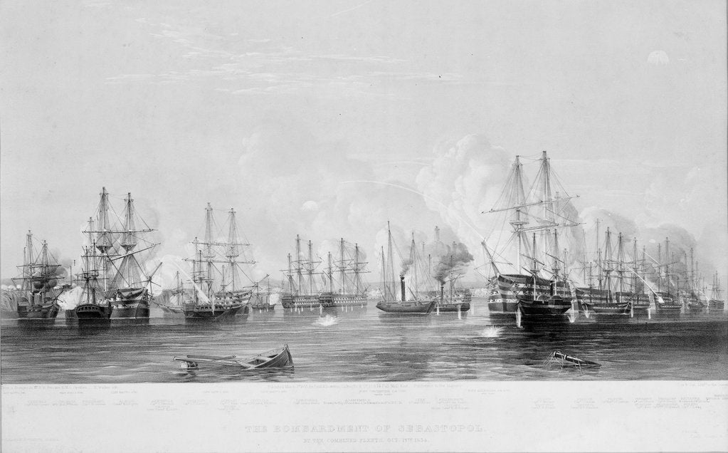 Detail of The Bombardment of Sebastopol by the combined fleets, 17th Oct 1854 by E. Walker