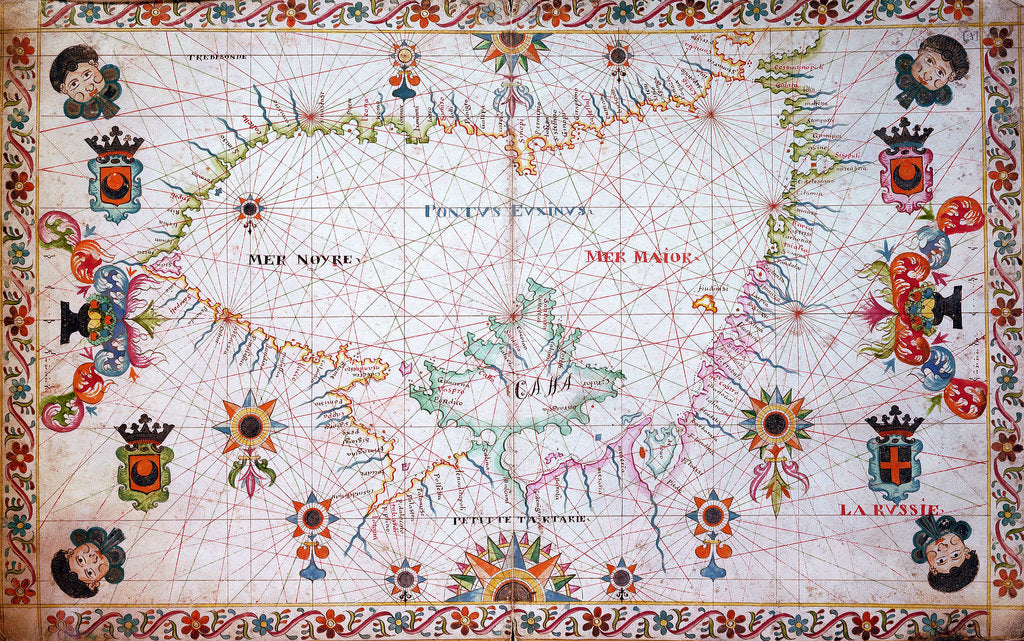Detail of Chart of the Black Sea, 17th century by Cavolini