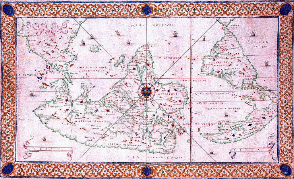 Detail of World chart by Pierre Hamon, 1568 by Pierre Hamon