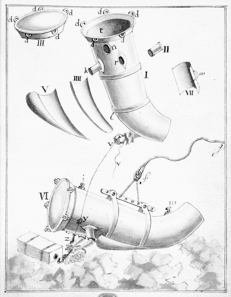 Detail of 18th century diving apparatus by unknown