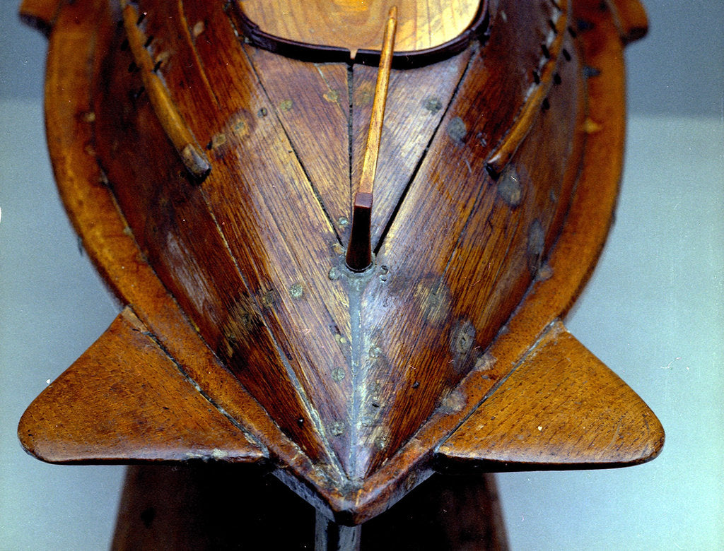 Detail of Full hull model, life-saving capsule, dead astern, deck by R. F. Wells