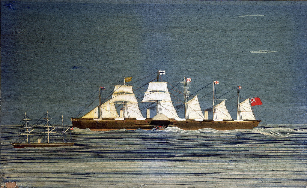 Detail of Embroidered picture of the 'Great Eastern' 1858 by James Collins