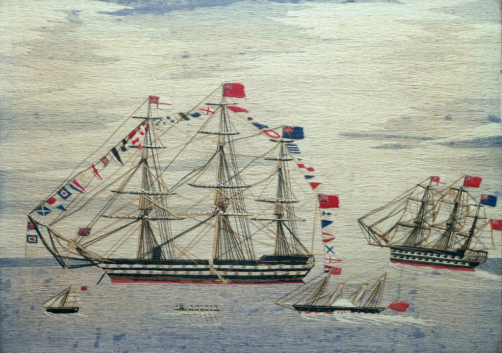 Detail of A warship at anchor by Charles Weeden