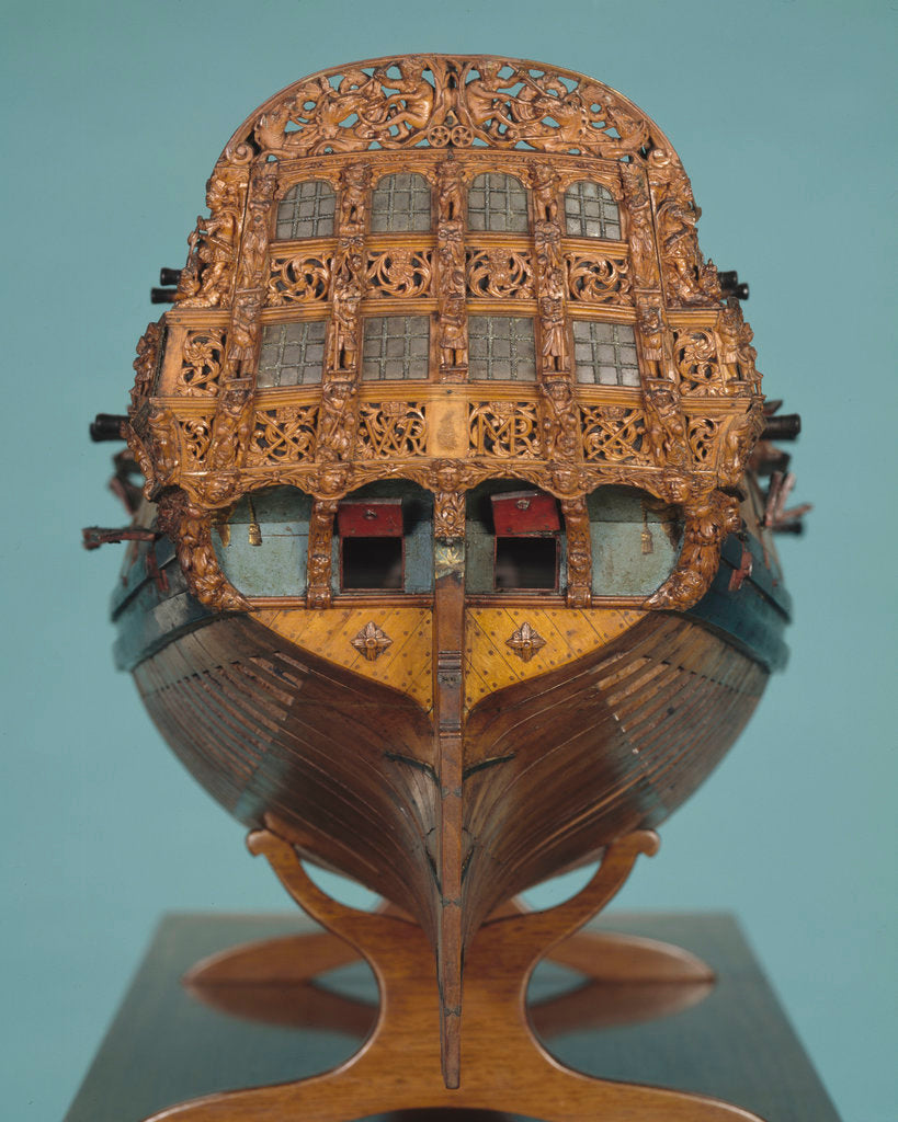 Detail of Contemporary skeleton model of a 50-gun small two-decker, circa 1691 by Unknown