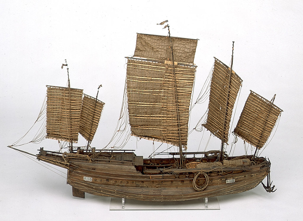 Detail of Chinese Junk, starboard broadside by Unknown