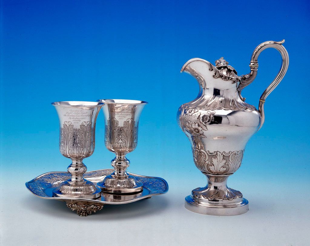 Detail of 'Britannia' wine set by Lows