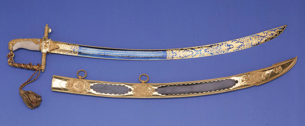 Detail of Lloyds Patriotic Fund £50 presentation sword by R. Teed
