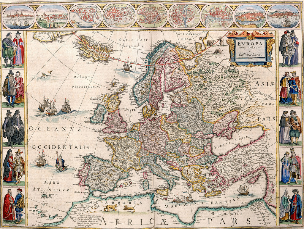 Detail of Map of Europe from the Blaeu Atlas, 17th century by John Blaeu
